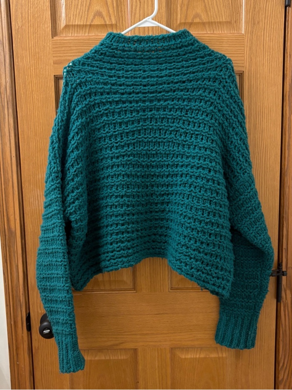 Free People Chunky Knit Sweater in Aqua Size Women's XS/S